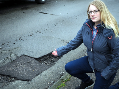 photo by Lloyd Harris Sammy Barry Pot Hole on Malvern Way March 2018